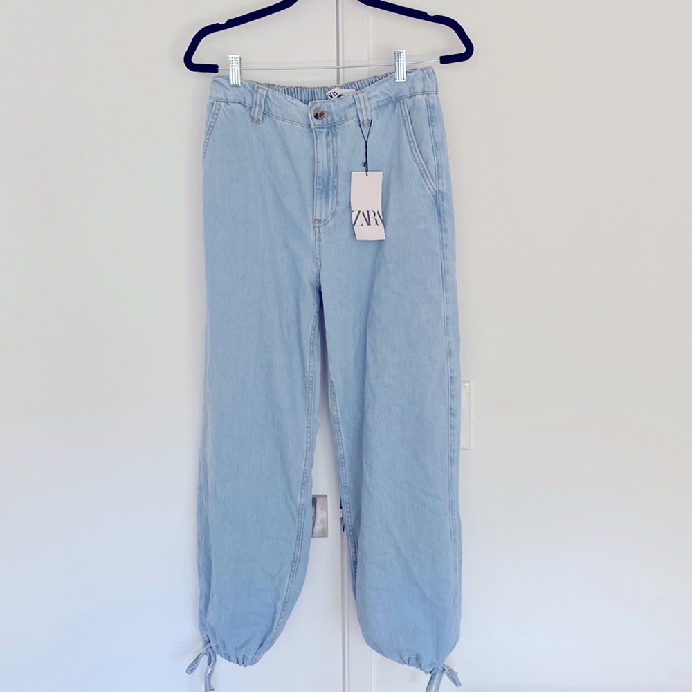 Zara tie bottom denim joggers
